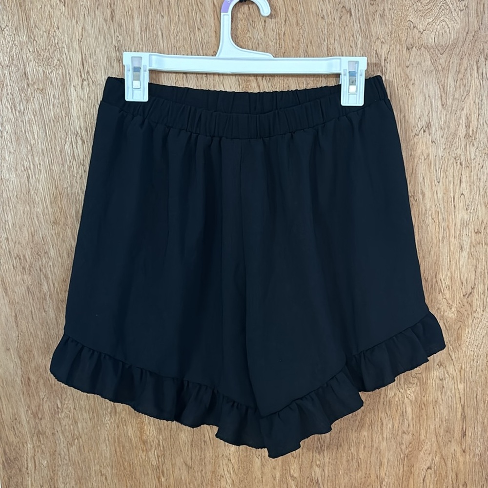 Black Ruffled Shorts - Picture 2 of 4